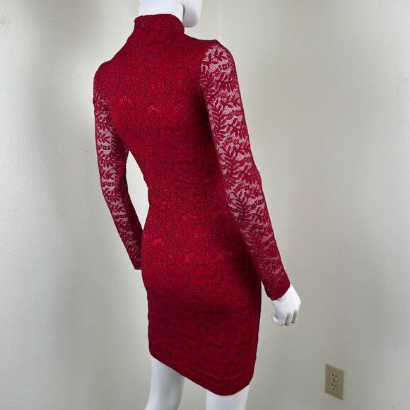 Dress the Population Women Size XS Red Penelope Lace Floral Bodycon Mini Dress - Picture 13 of 15